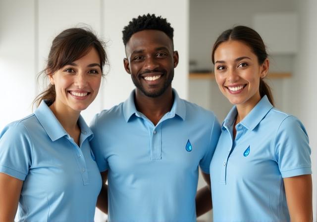 Team MaréaClean in divisa professionale sorridente